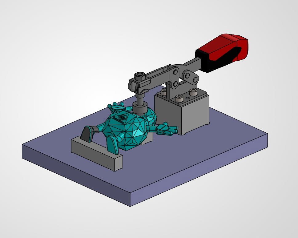 Plan 3D d’un montage d’usinage conçu au bureau d’études